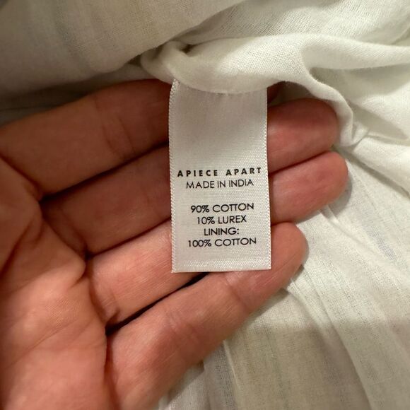 Apiece Apart Daphne Midi Dress Lurex Metallic White Fez Stripe Size 6 - Picture 11 of 13